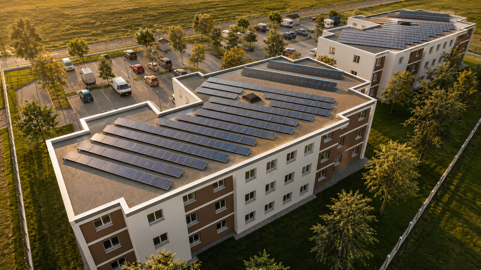 Kétegységes szállásépület fejlesztés — projektkép